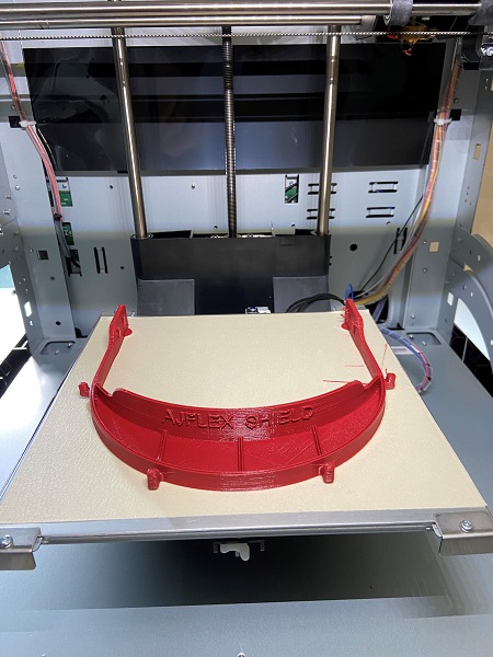 AJ Flex face shield on 3D printer
